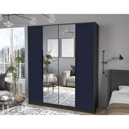 Шкаф распашной Тренд КТ-Ш4 (з) (Антрацит ЛДСП/ Индиго ЛМДФ) Ш1800 В2128 Г547